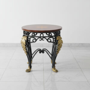 飾銅葉獸足圓几