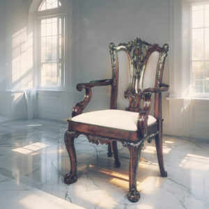 白色座墊扶手餐椅