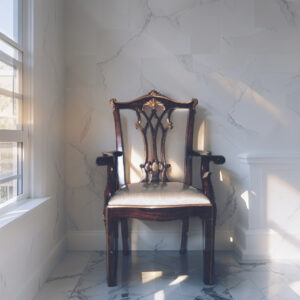 白絲墊彫刻扶手椅