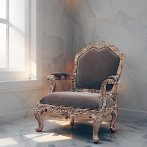 彫花咖啡絨布主人椅