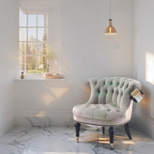 鈕釦絨布單人椅