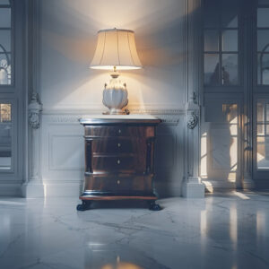 深色雙柱獸足床頭櫃