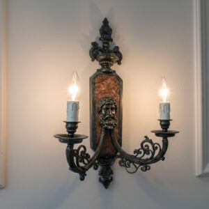 銅人像鏡面隻燭壁燈