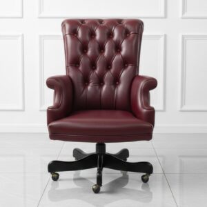 暗紅皮革旋轉辦公椅